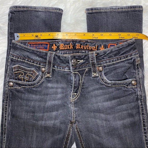 Rock Revival Debbie Boot Cut Stretch Jeans Pocket Flaps Embroidered Size 27 - Picture 10 of 12
